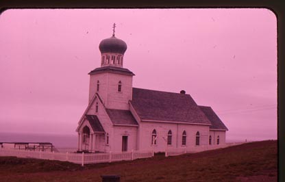 Photo from 1960 of a white church, St. George the Great Martyr Church.